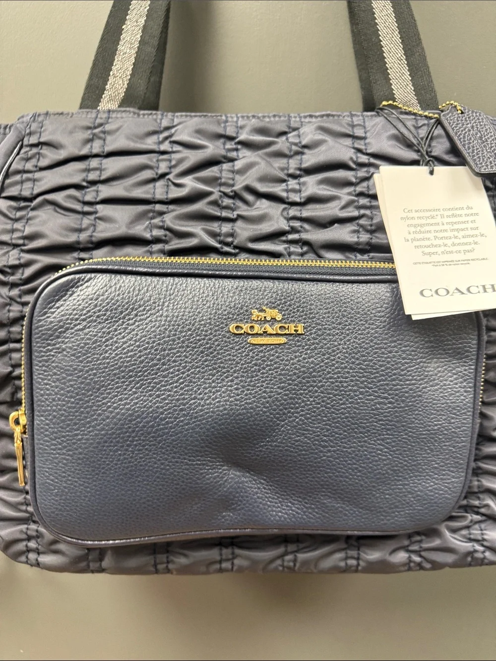 Coach Court Tote with Ruching and Leather Details. NWT